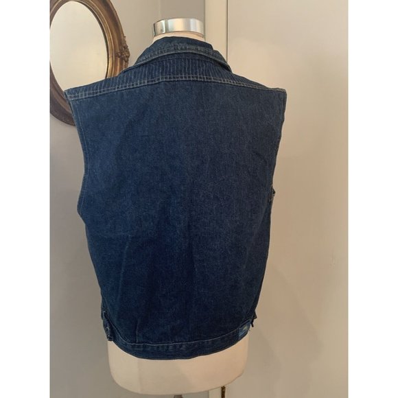 Vintage CHIC Denim Vest Medium Women Blue Cotton Jean USA Hipster 90s Y2K M - Picture 3 of 9